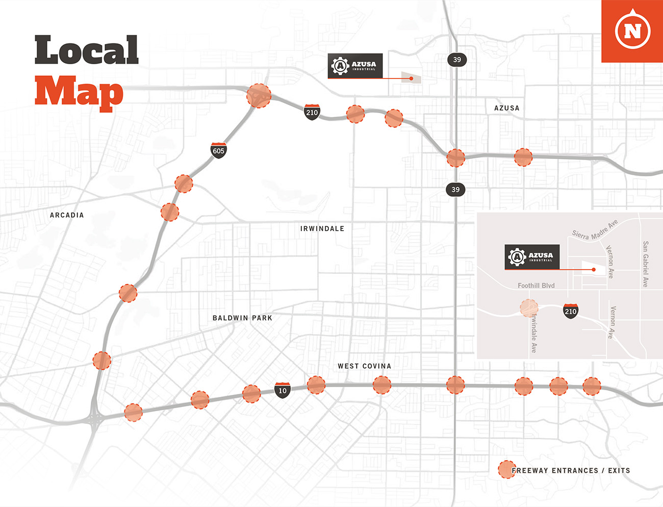 Azusa Industrial Local Area Map